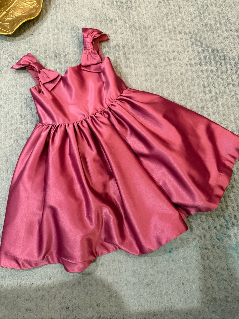Janie and Jack Girls Satin silk Bow Strap Dress in Berry size 2t